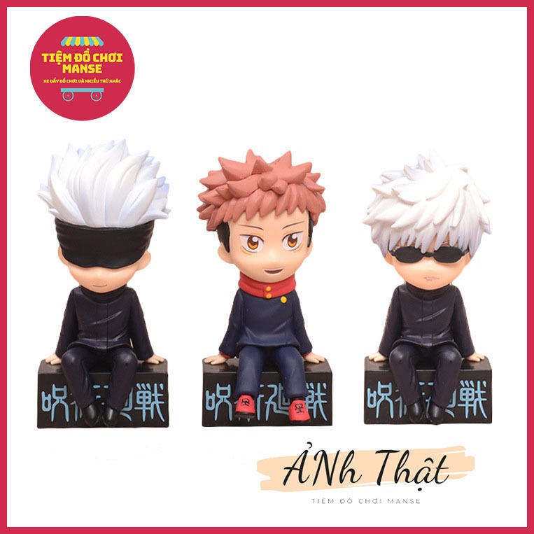 Mô hình 3 nhân vật Satoru Gojo và Yuji Itadori 10cm ngồi Jujutsu Kaisen Chú thuật hồi chiến Kento Nanami Megumi