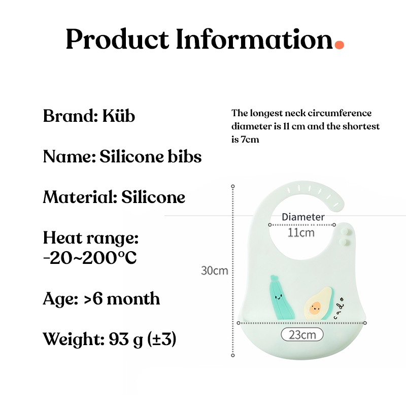 Yếm ăn silicon KUB có thể điều chỉnh chống thấm nước và chống bám bẩn