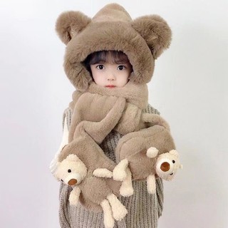  Mũ Len Kèm Khăn Choàng Cổ Giữ Ấm Cho Bé Vào Mùa Đông  5-13t  