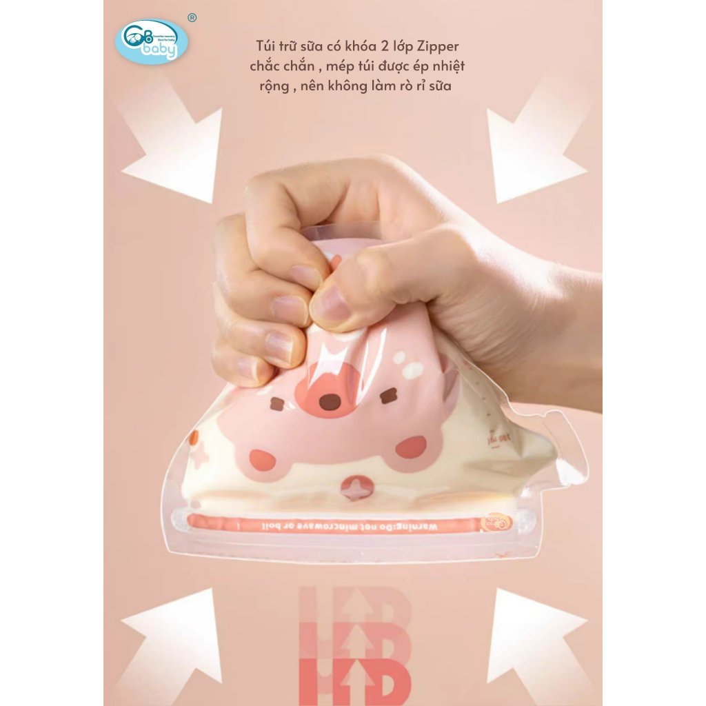 Túi trữ Sữa GB Baby 120, 200ml Có Vòi Rót Thú Đáng Yêu 30 Túi/ Hộp Tặng Kèm 01 Bút Lông Dầu/ Đơn Lamkids