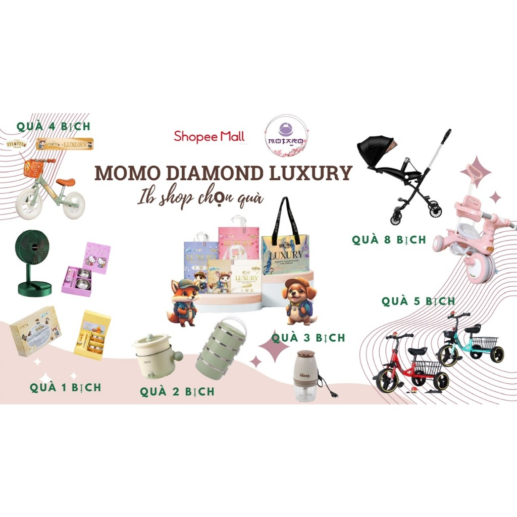 CÓ QUÀ Tả Bỉm MOMO DIAMOND LUXURY dán quần NB58 S58 M52 M44 L42 XL40 XXL38