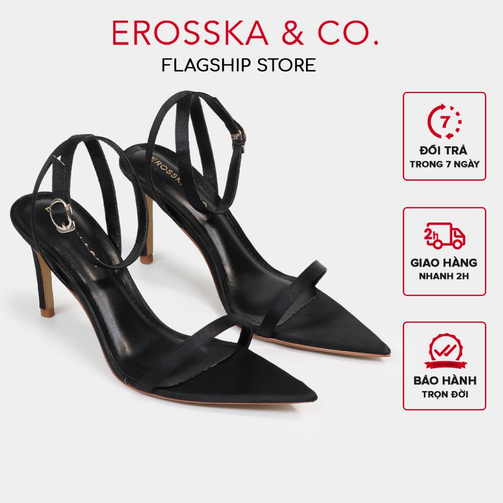 Erosska - Giày sandal cao gót mũi nhọn thời trang cao 8cm màu đen - EN002