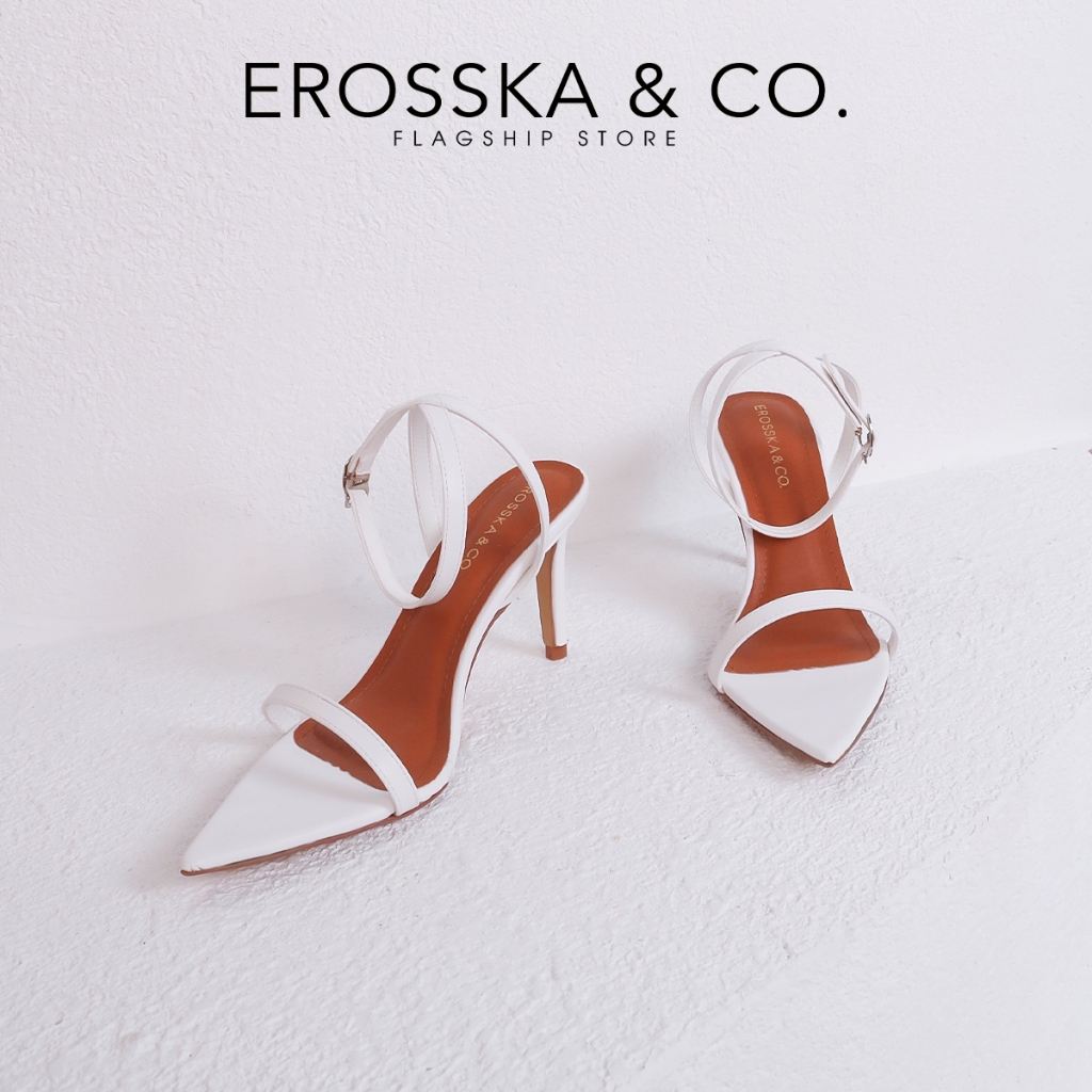 Erosska - Giày sandal cao gót mũi nhọn thời trang cao 8cm màu đen - EN002