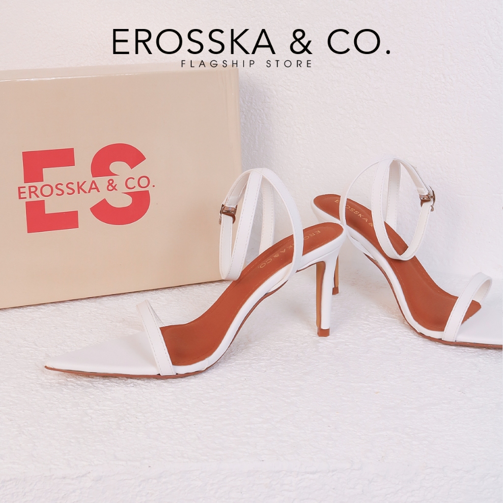 Erosska - Giày sandal cao gót mũi nhọn thời trang cao 8cm màu đen - EN002