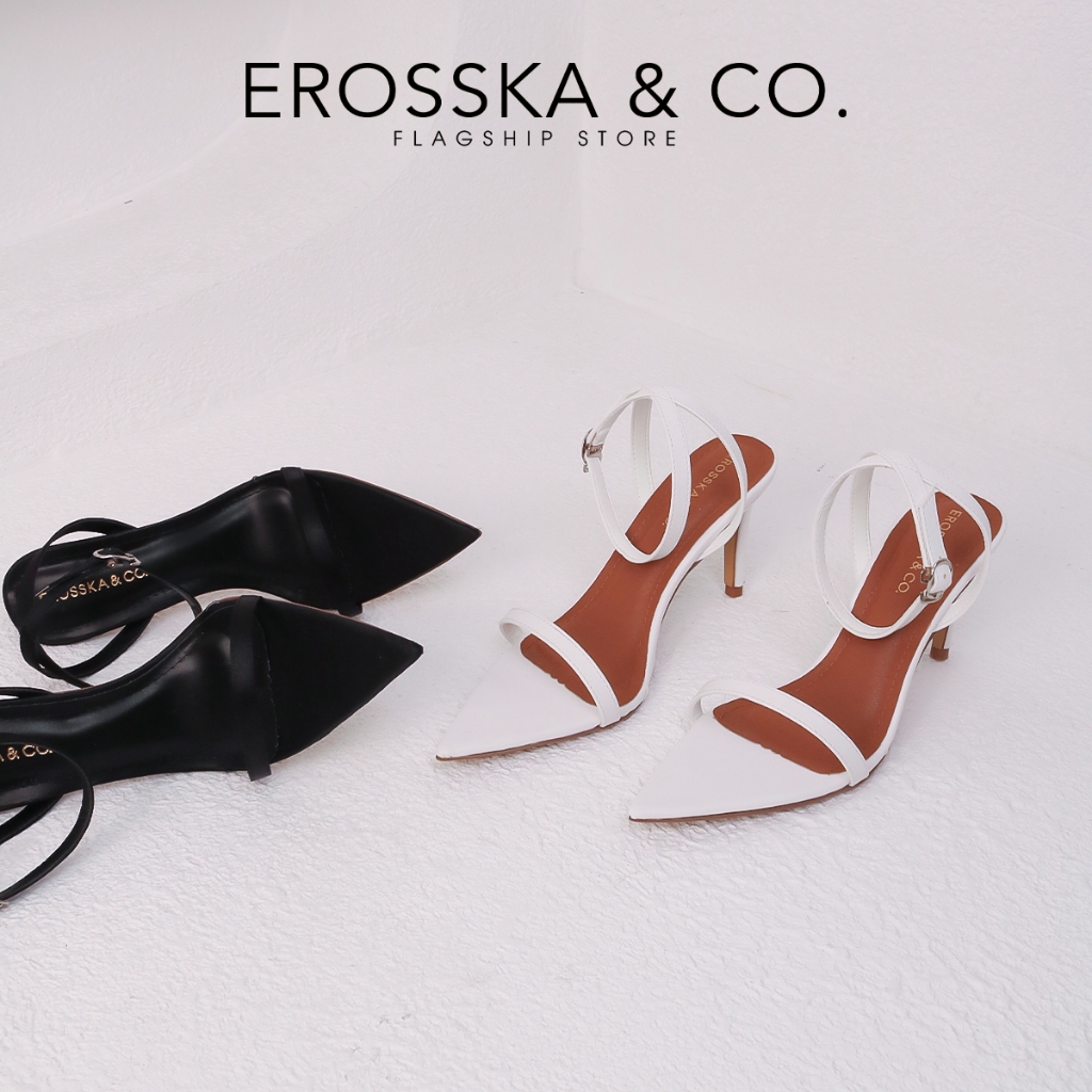 Erosska - Giày sandal cao gót mũi nhọn thời trang cao 8cm màu đen - EN002