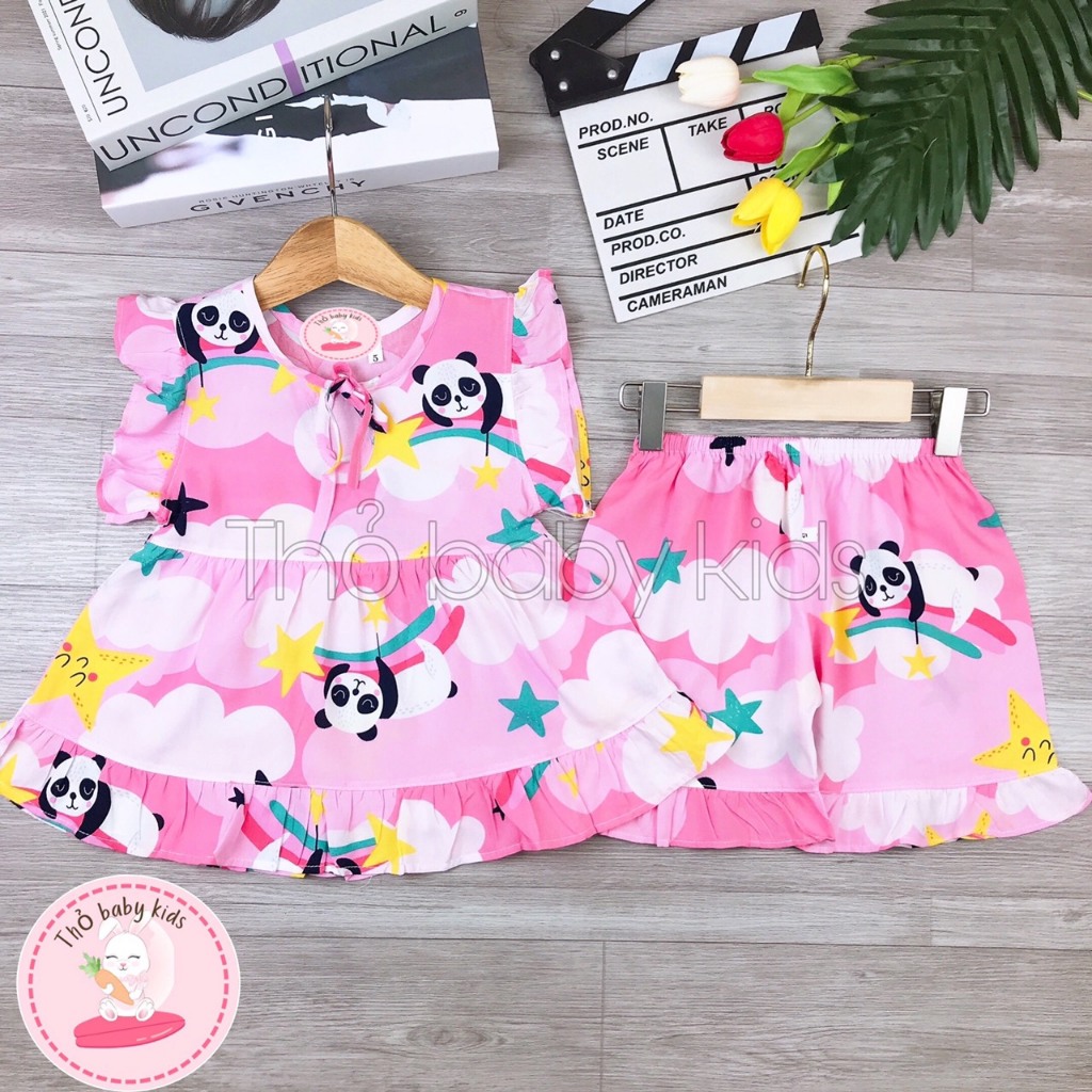 Đồ bộ tole/lanh bé gái, bộ tole ngắn bé gái shop thỏ baby kids