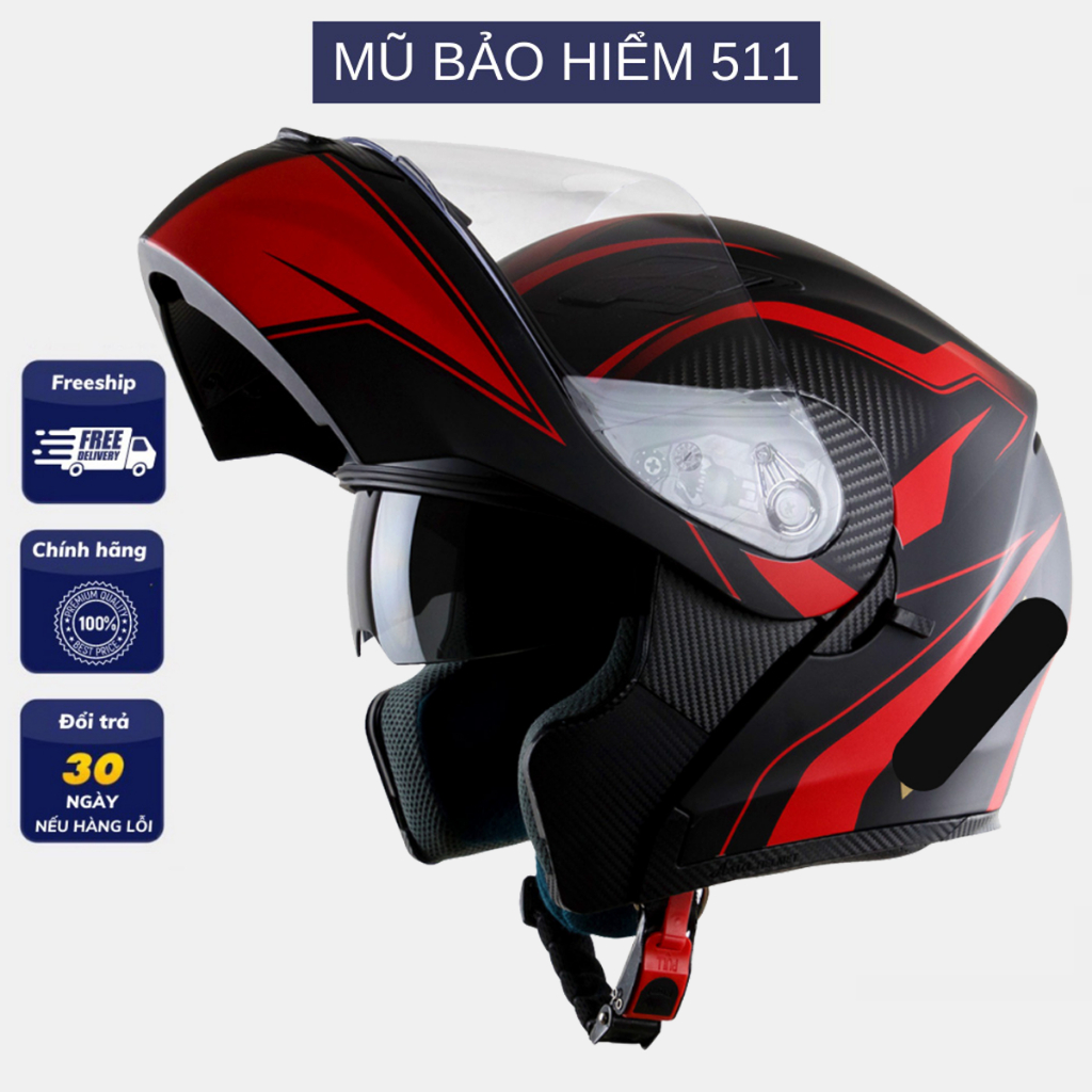 Mũ bảo hiểm fullface Royal lật hàm - Màu Carbon cực ngầu