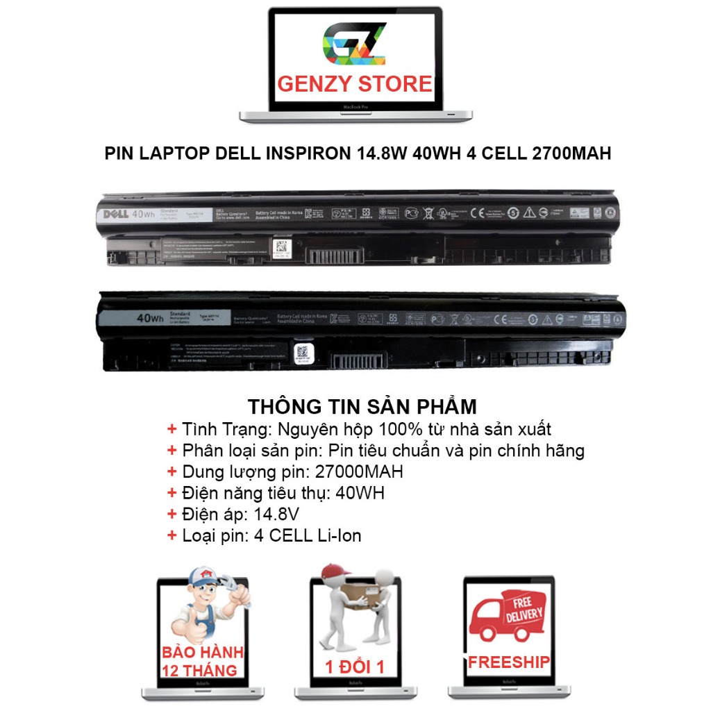 Pin Laptop Dell Inspiron 3451 3452 3458 3459 5558 5559 3465 3467 3468 5451 5458 5459 3551 3552 3555 - BẢO HÀNH 12 THÁNG