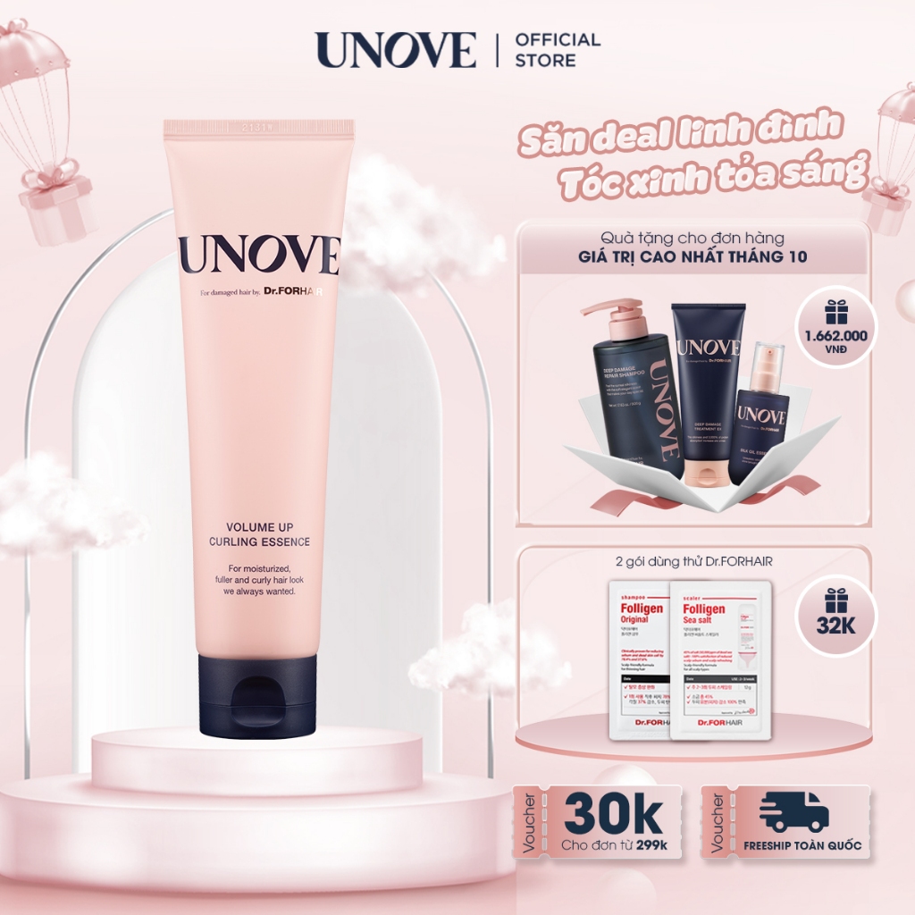 Tinh chất giữ nếp tóc Hàn Quốc cao cấp UNOVE Volume Up Curling Essence 147ml