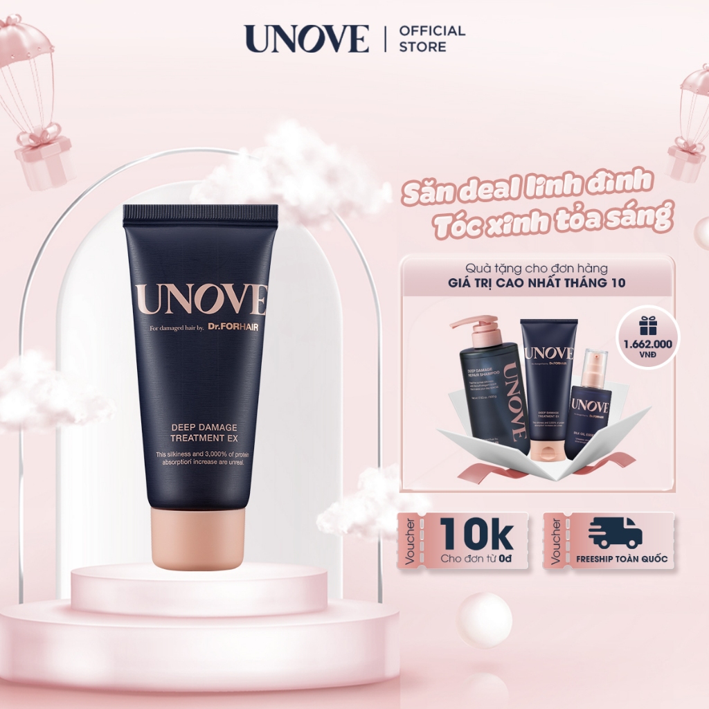 Kem ủ tóc cao cấp Hàn Quốc UNOVE Deep Damage Treatment EX phục hồi và chăm sóc tóc siêu mềm mượt 40ml