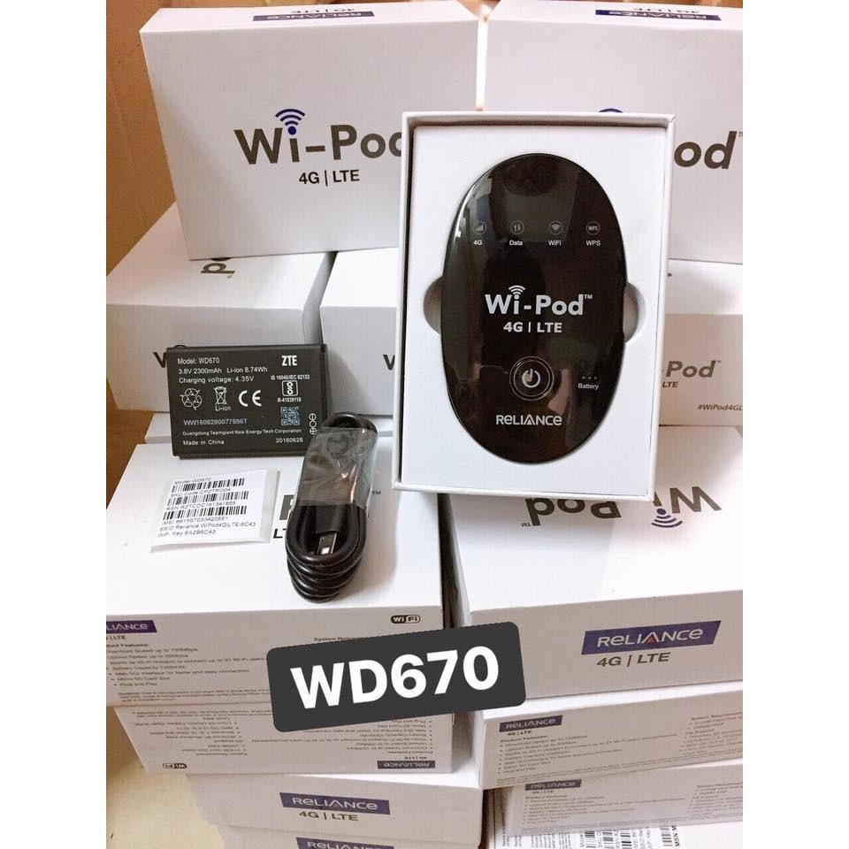 Cục phát sóng wifi di động 4G không dây - WD670 Wi-pod 4G LTE phát wifi bằng sim 4G