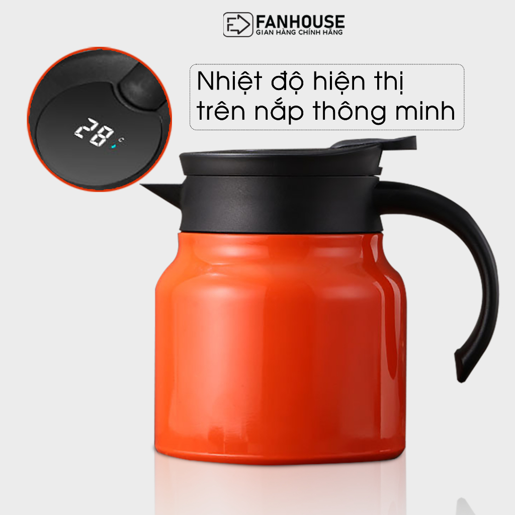 Ấm pha trà giữ nhiệt TEAPOT Inox 316 bình cao cấp 1000ml cốc nước giữ nhiệt Fan House bình chống xước