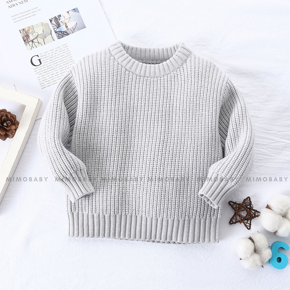 Áo len trơn kiểu dáng basic mùa thu đông cho bé QA115 Mimo Baby