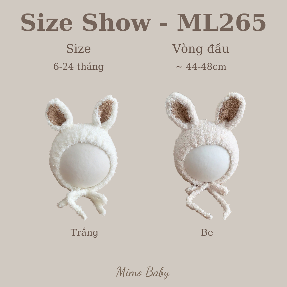 Mũ len bông xù tai thỏ đứng mùa thu đông đáng yêu cho bé ML265 Mimo Baby