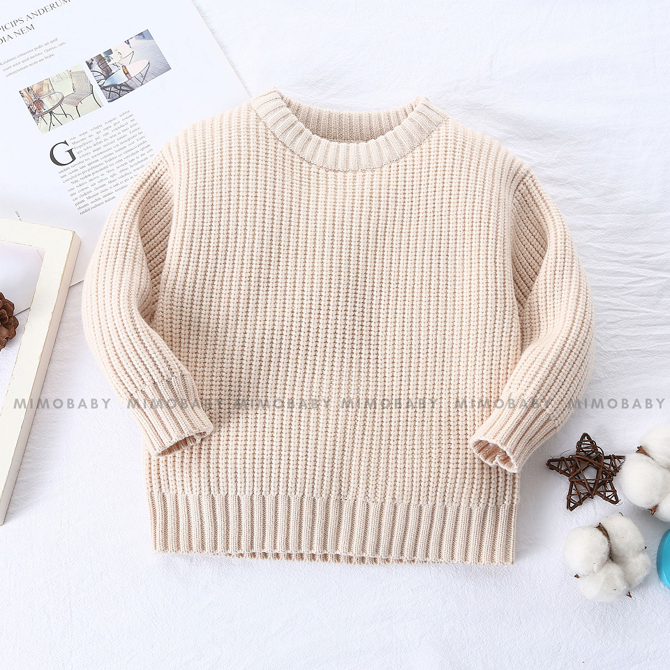 Áo len trơn kiểu dáng basic mùa thu đông cho bé QA115 Mimo Baby