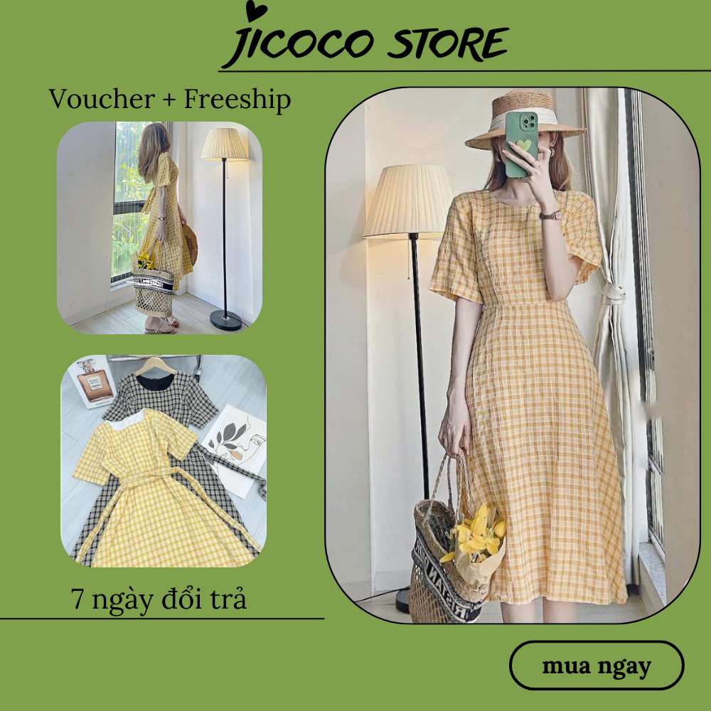 Váy nữ xinh đầm midi dáng dài kẻ xuông bigsize đẹp dễ thương sang chảnh đơn giản cao cấp đi làm đi chơi mặc nhà hàn quốc