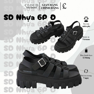Giày, dép nhựa nữ CL quai ngang đế cao phối khoá