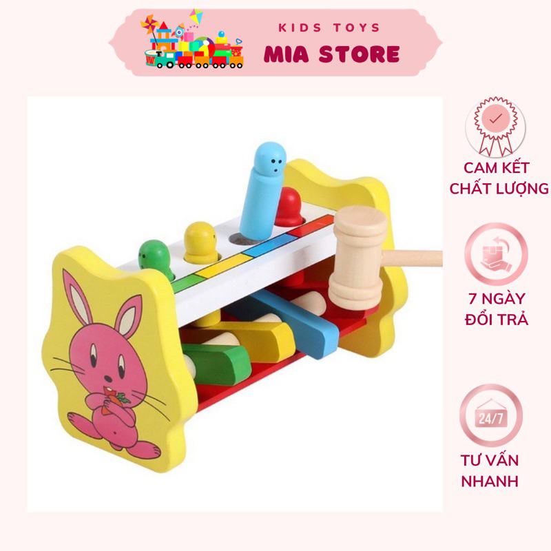 Đồ chơi đập chuột hình thỏ, đồ chơi gỗ thông minh cho bé Mia Store