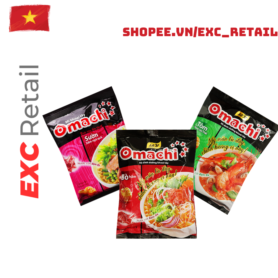 Mì Omachi Sườn Hầm Ngũ Quả - Xốt Bò Hầm - Tôm Chua Cay