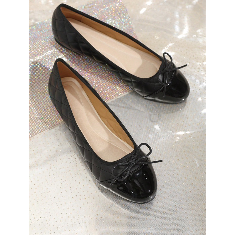 Giày búp bê đính nơ mix màu