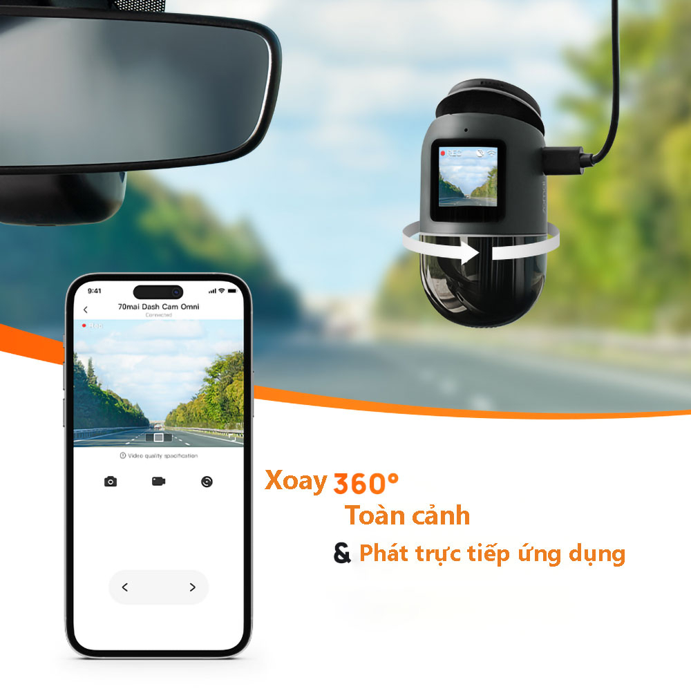 Camera Hành Trình 70mai Dash Cam Omni X200 Giám Sát Từ Xa Bằng Mạng 4G, Điều Khiển Xoay 360 Độ , Bảo hành 2 năm