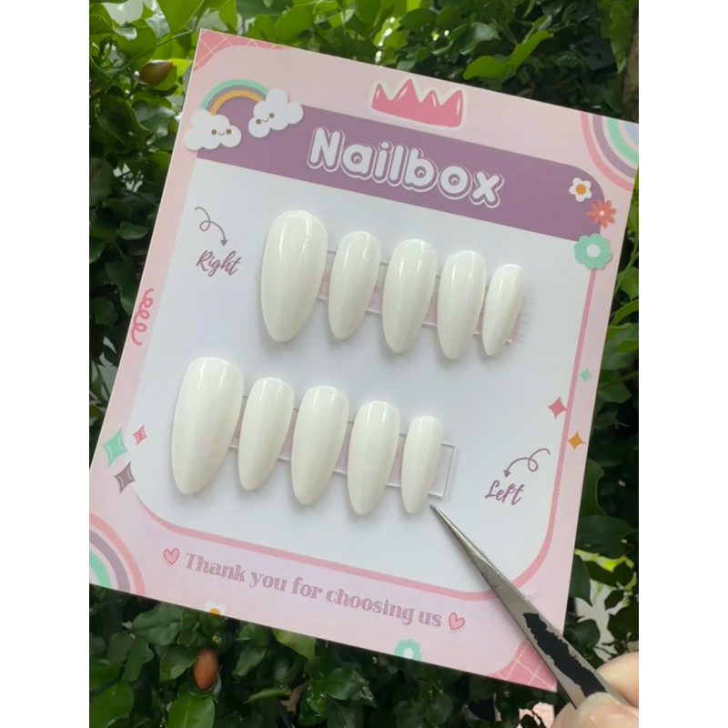 Móng up nail box màu trắng trơn