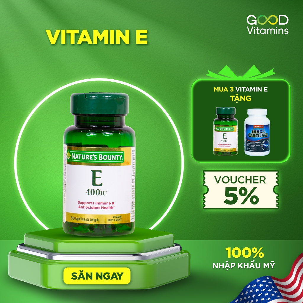 Viên Uống Vtamin E Nature's Bounty Hộp 30 viên 400IU Goodvitamins