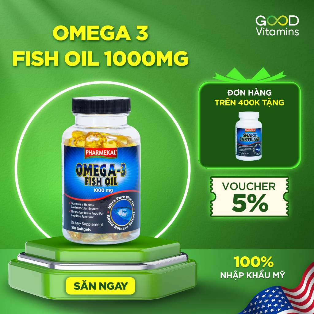 Viên Uống Dầu Cá Omega 3 Fish Oil Phamekal Dạng viên 1000mg