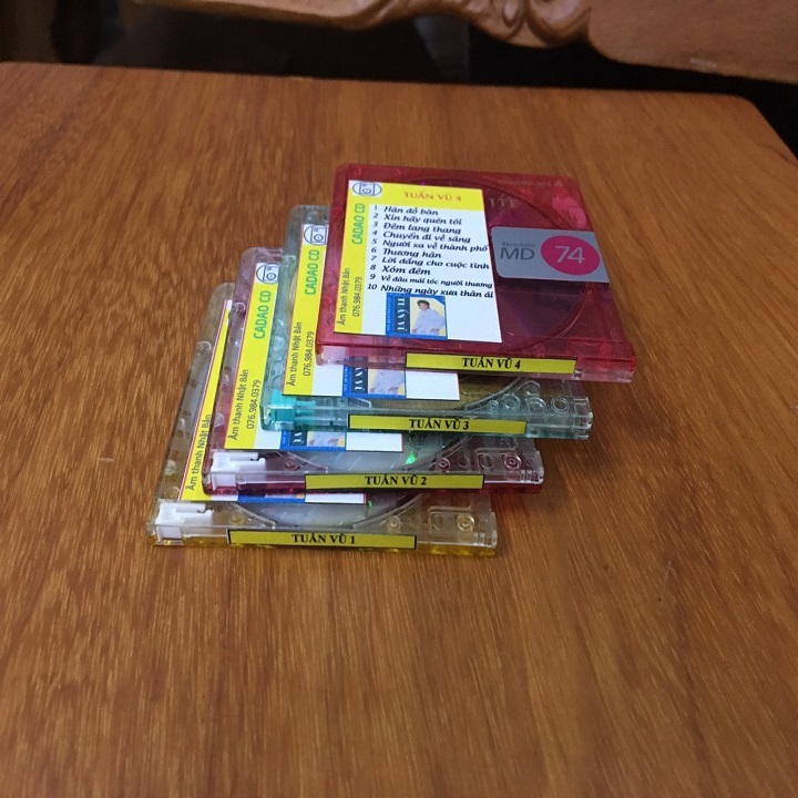 Bộ 4 Thiết bị lưu trữ Nhạc vàng MD MINI DISC TUẤN VŨ Tuyệt Phẩm Để Đời chất lượng cao