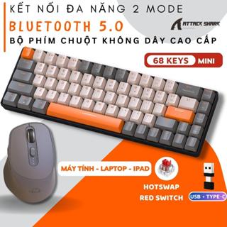 Bộ Bàn Phím Và Chuột Không Dây Bluetooth Mini Attack Shark K68 Và X7 Trục Cơ Red Switch Phím Gõ Êm Giảm Ồn