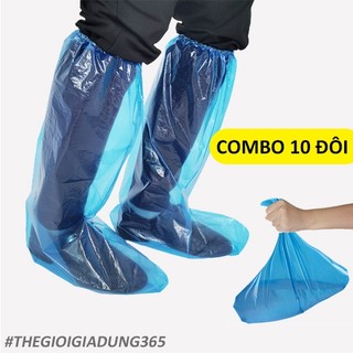 Combo 10 đôi ủng đi mưa bọc giày nilon tái sử dụng được tiện dụng