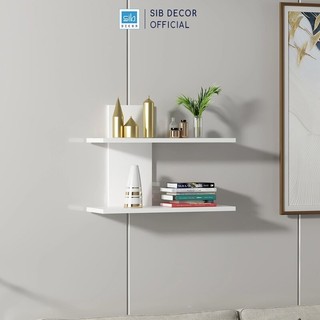 Kệ gỗ trang trí treo tường thiết kế 2 tầng đơn giản mà đẹp thương hiệu sib decor - kt516