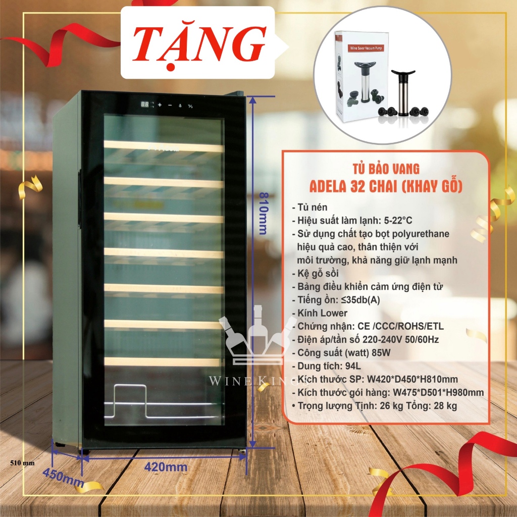 Tủ Rượu Vang, Tủ bảo Quản Rượu Vang Adela 32