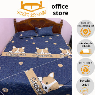 [FREE SHIP] Bộ Ga Gối Trần Bông 5 Món Dày Dặn, Xẻ Góc ( Ga Chùm, Ga Phủ Xuống Giường)