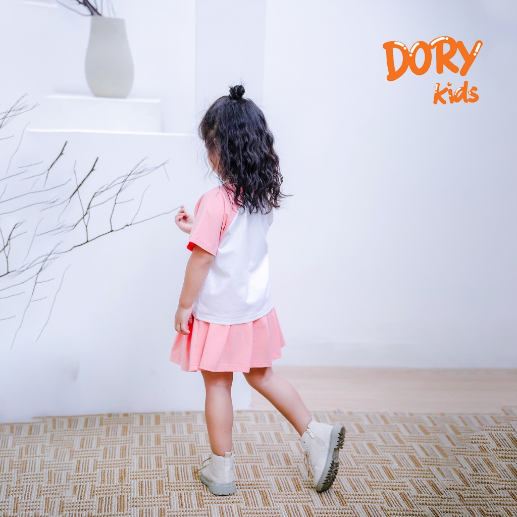 SET Bộ Baby Tee cho bé gái DORYKIDS đồ bộ tay ngắn phối chân váy vải thun cotton siêu mát cho trẻ em SB06