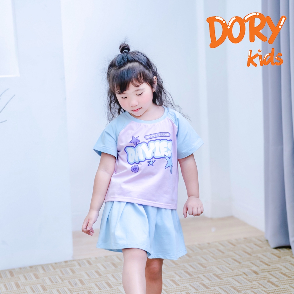 SET Bộ Baby Tee cho bé gái DORYKIDS đồ bộ tay ngắn phối chân váy vải thun cotton siêu mát cho trẻ em SB06