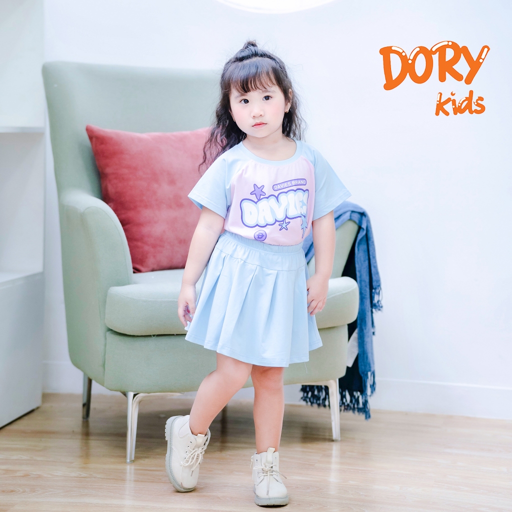 SET Bộ Baby Tee cho bé gái DORYKIDS đồ bộ tay ngắn phối chân váy vải thun cotton siêu mát cho trẻ em SB06