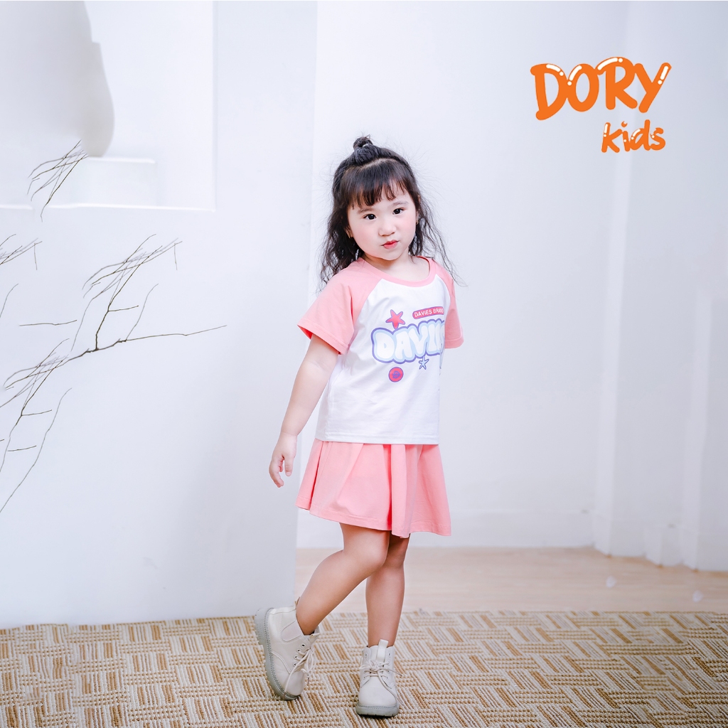 SET Bộ Baby Tee cho bé gái DORYKIDS đồ bộ tay ngắn phối chân váy vải thun cotton siêu mát cho trẻ em SB06