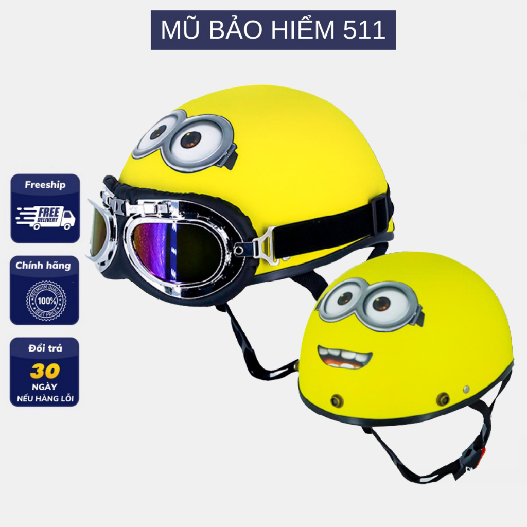Mũ bảo hiểm nửa đầu Tem Minon cực đáng yêu - Mút Xốp cao cấp, chống va đập tốt