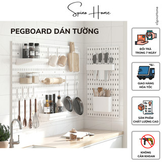 Kệ pegboard dán tường SPINO HOME trang trí nhà bếp, phòng làm việc, phòng ngủ, không cần khoan