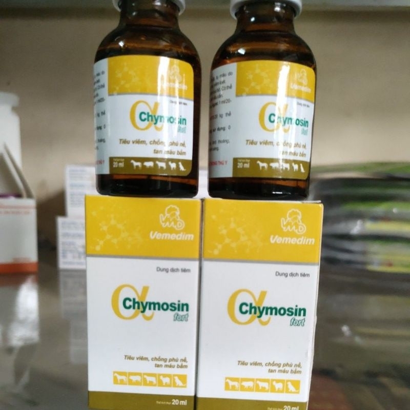 Chymosin 20ml tiêu viêm, chống phù nề, tan máu bầm cho gà chọi gà đá, lợn, trâu bò, dê cừu.
