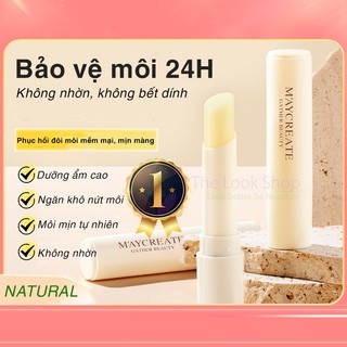 Son dưỡng sáp ong vaseline tự nhiên MAYCREATE không màu dùng cho nam nữ trẻ em- Son nền,lót dưỡng ẩm môi khô, ăn màu tốt