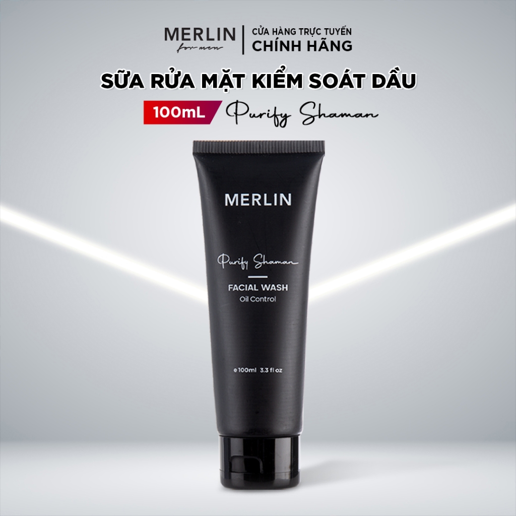 Sữa rửa mặt nam Merlin Sữa rửa mặt kiểm soát dầu, trắng da cho nam Merlin facial wash oil control tuýp 100ml