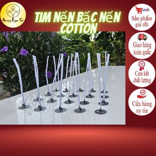 Tim nến, Bấc nến, chất liệu cotton, đã nhúng sáp và kẹp đế.(size khác liên hệ shop) nguyên liệu làm nến bơ, nến thơm.