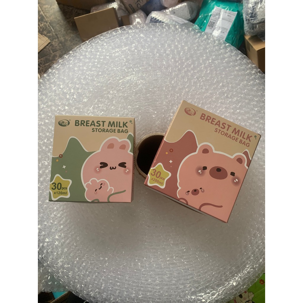 Túi trữ Sữa GB Baby 120, 200ml Có Vòi Rót Thú Đáng Yêu 30 Túi/ Hộp Tặng Kèm 01 Bút Lông Dầu/ Đơn Lamkids