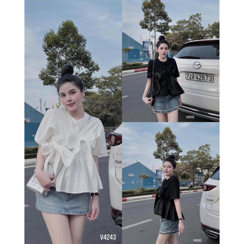 Áo Babydoll Phối Nơ Áo Kiểu Nữ Mới Nhất Phối Đồ Xinh