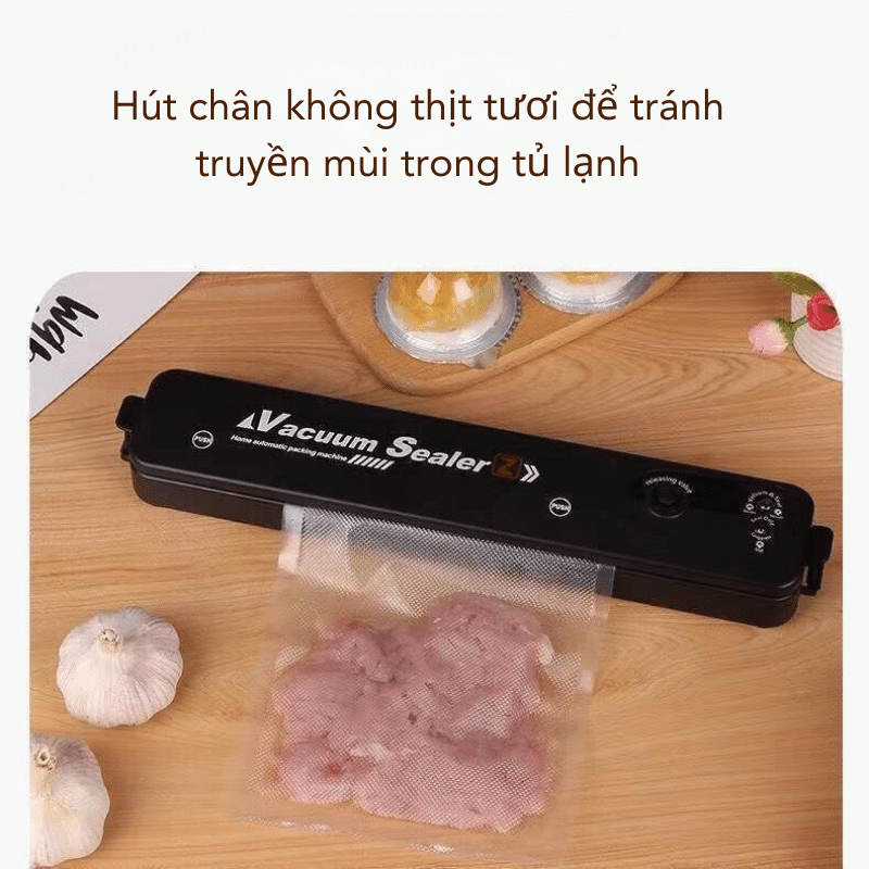 Máy hút chân không thực phẩm, máy ép chân không VACUUM SEALER cao cấp tự hàn miệng tiện dụng kèm túi hút