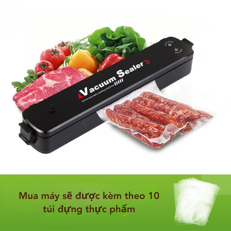 Máy hút chân không thực phẩm, máy ép chân không VACUUM SEALER cao cấp tự hàn miệng tiện dụng kèm túi hút
