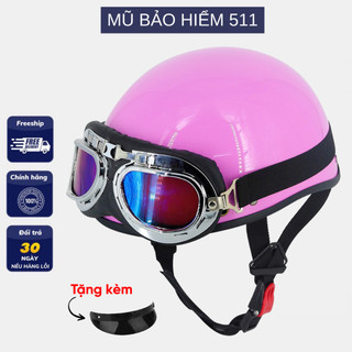 Mũ bảo hiểm nửa đầu 1/2 - HỒNG BÓNG TRƠN CAO CẤP (TẶNG LƯỠI TRAI)