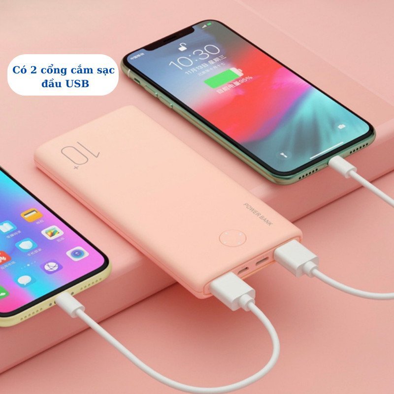 Sạc dự phòng 10000mAh bubzone tích hợp 2 cổng sạc